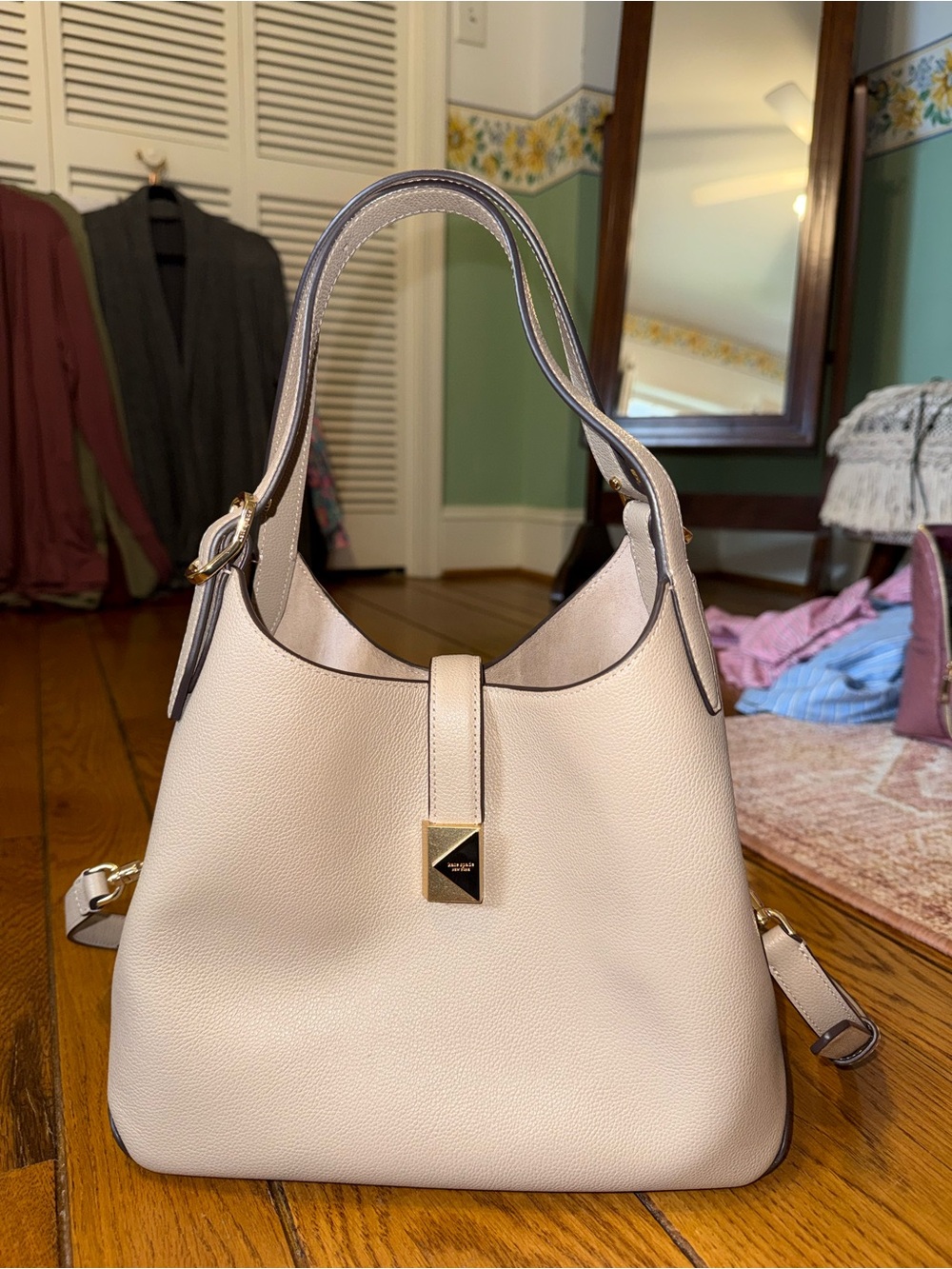 Kate Spade Deco crossbody tote bag in Tan/Gray